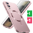 Θήκη για Samsung Galaxy S25 Edge, ColorMag, για MagSafe, ροζ + γυαλί 9H, μετριασμένο