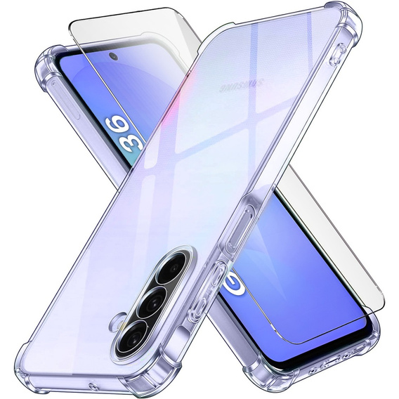 Θήκη για Samsung Galaxy A36, Erbord Dropproof, διαφανής + γυαλί