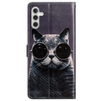 Θήκη με πτερύγιο για Samsung Galaxy A25 5G, Wallet, Cat, μαύρη+ γυαλί 9H