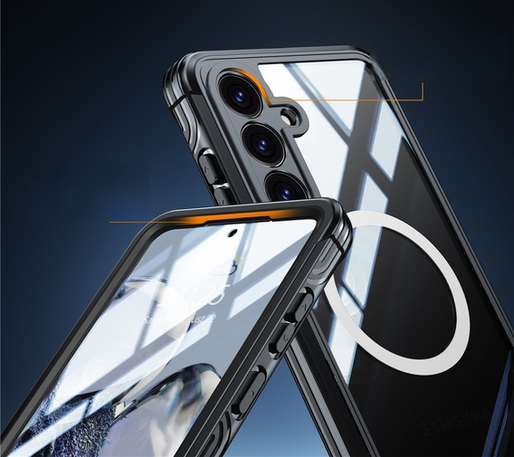 Θήκη για Samsung Galaxy S25 FE, Shockproof, με γυαλί, για MagSafe, μαύρη