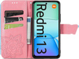 Θήκη με πτερύγιο για Xiaomi Redmi 13, Butterfly, ροζ rose gold