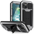 Θήκη για iPhone 13 Mini, R-JUST CamShield Slide, θωρακισμένη, ασημένια / μαύρη