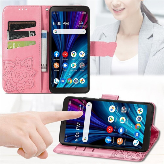 Θήκη με πτερύγιο για T Phone 2 Pro 5G, Butterfly, ροζ rose gold