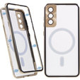 Μαγνητική θήκη MagSafe Dual Glass για Samsung Galaxy S22 Plus, χρυσή