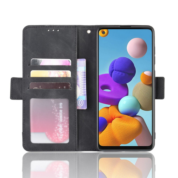 Θήκη με πτερύγιο για Samsung Galaxy A21S, Card Slot, μαύρη