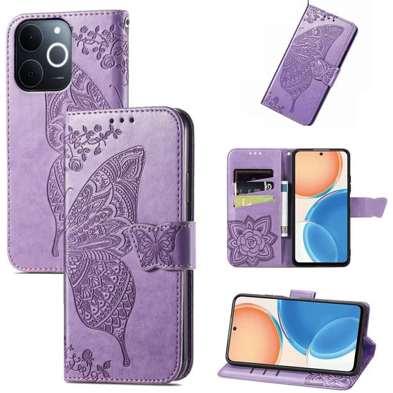 Θήκη με πτερύγιο για Realme Note 70T 4G, Butterfly, μωβ