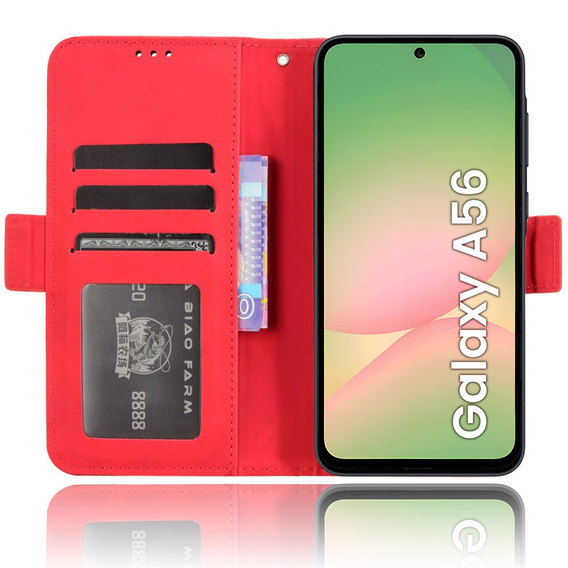 Θήκη με πτερύγιο για Samsung Galaxy A56, Card Slot, κόκκινη