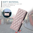 θήκη πτερύγιο για Samsung Galaxy S25 FE, Rhombus Crossbody Leather, ροζ rose gold