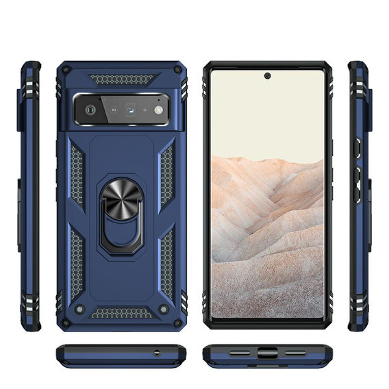 θωρακισμένη θήκη για Google Pixel 6 Pro, Nox Case Ring, σκούρο μπλε