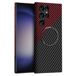 Θήκη για Samsung Galaxy S23 Ultra, Magsafe Slim Carbon, μαύρο / κόκκινο