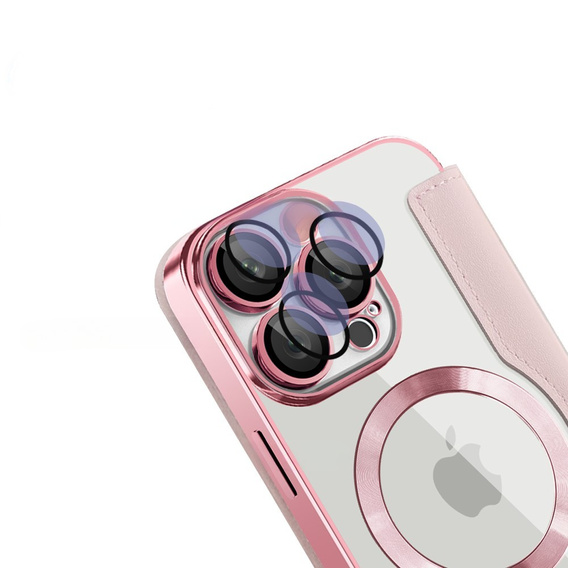 Θήκη με πτερύγιο για iPhone 16 Pro, RFID Wallet MagSafe CamShield, ροζ