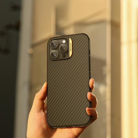 Θήκη για iPhone 16 Pro Max, θωρακισμένη Nillkin, Carbon Fiber, για Magsafe, χρυσή