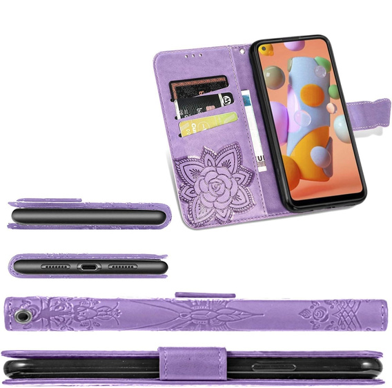 Θήκη με πτερύγιο για Oppo A40 / Oppo A40m, Butterfly, μωβ