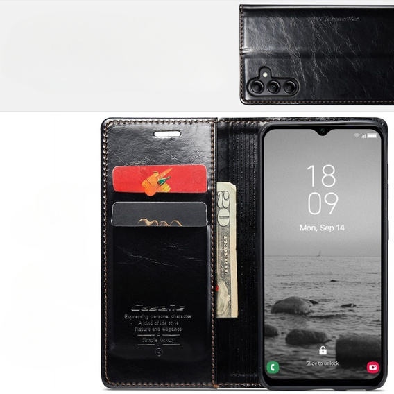 θήκη CASEME για Samsung Galaxy A34 5G, Waxy Textured, μαύρη