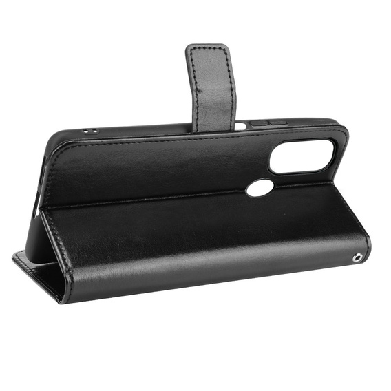 Θήκη με πτερύγιο για Motorola Moto E20/E30/E40, Crazy Horse Wallet, μαύρη