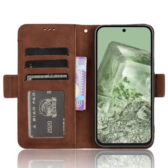 Θήκη με πτερύγιο για Google Pixel 8A, Card Slot, καφέ