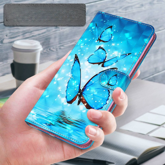 Θήκη με πτερύγιο για Oppo A17, Wallet Light Spots Decor Butterfly, μπλε