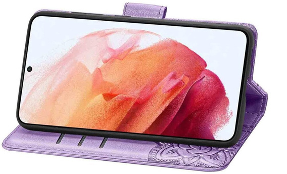 Θήκη με πτερύγιο για Motorola Moto E14, Butterfly, μωβ