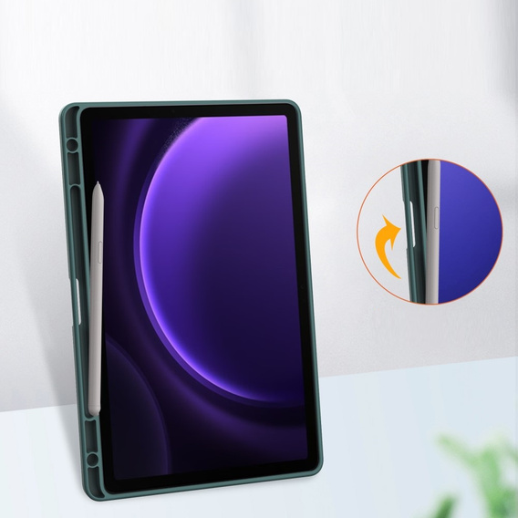 Θήκη για Samsung Galaxy Tab S10 Lite / S10 FE / S9 FE, Smartcase Hybrid, με χώρο για γραφίδα, σκούρα πράσινη