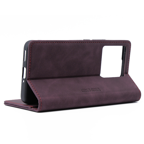 Θήκη για Xiaomi 13T / 13T Pro, ERBORD Vintage, πορτοφόλι με πτερύγιο, κόκκινη