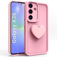 Θήκη για Samsung Galaxy A36, Silicone Heart, ροζ + σκληρό γυαλί 9H