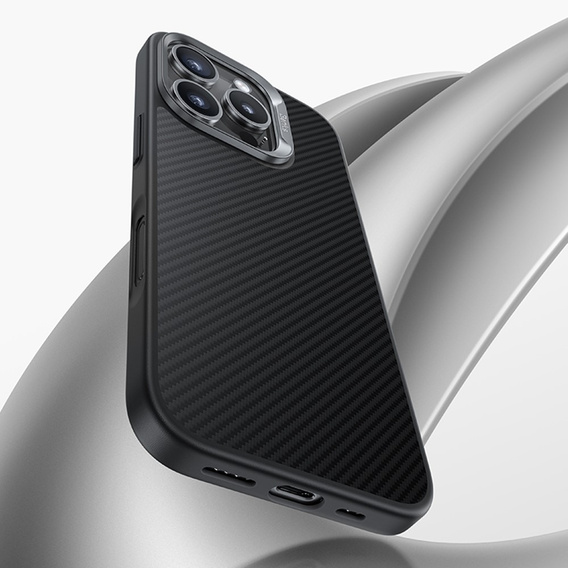 θήκη BENKS Kevlar για iPhone 16 Pro, για MagSafe, Carbon Fiber, μαύρη