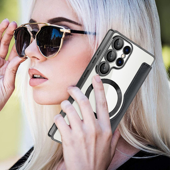 Θήκη με πτερύγιο για Samsung Galaxy S25 Ultra, RFID Rhombus Wallet MagSafe CamShield, μαύρη