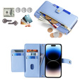 Θήκη με πτερύγιο για iPhone 14 Pro, Wallet Zipper Pocket, μπλε