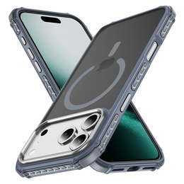 Ματ θήκη για iPhone 17 Pro, θωρακισμένη, για MagSafe, καπνιστή με γκρι πλευρές