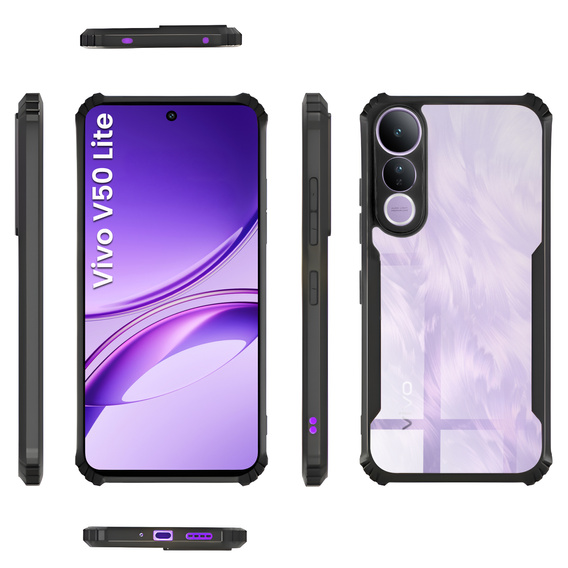 Θήκη για Vivo V50 Lite 4G / 5G, AntiDrop Hybrid, μαύρη
