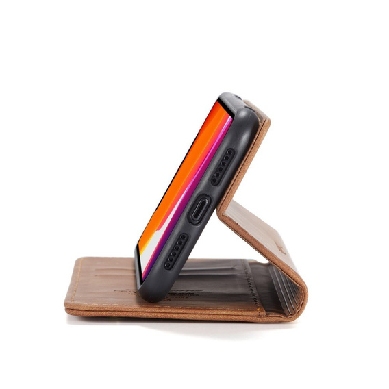 θήκη CASEME για iPhone 11, Leather Wallet Case, καφέ