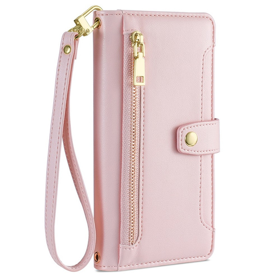 Θήκη με πτερύγιο για Motorola Moto G84 5G, Wallet Zipper Pocket, ροζ