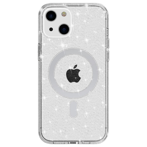 Θήκη για iPhone 14, Dropproof MagSafe Glitter, λευκή