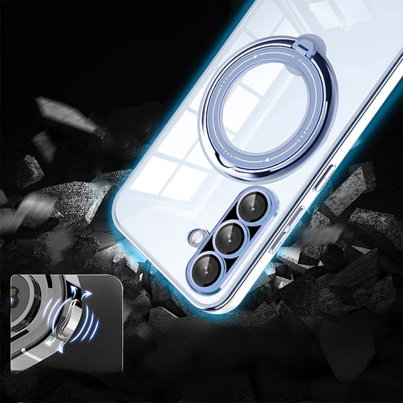 Μαγνητική θήκη για Samsung Galaxy A56, για MagSafe, μπλε + γυαλί 9H