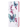 Θήκη με πτερύγιο για Xiaomi 13 Lite, Wallet, butterfly & flowers, λευκή