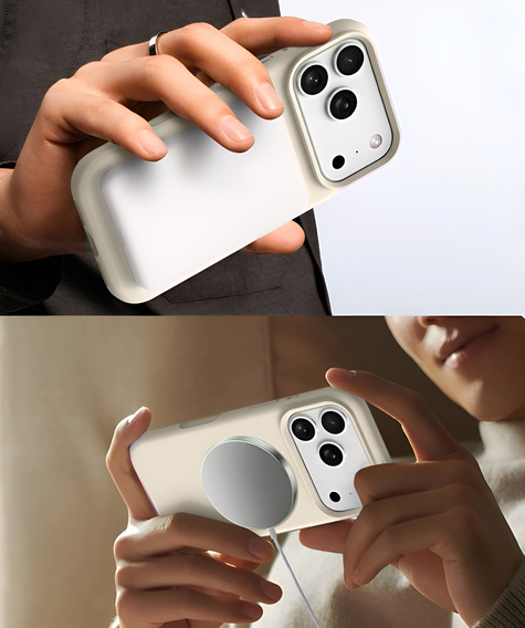 Θήκη σιλικόνης για iPhone 17 Pro, για MagSafe, αντικραδασμική, μπεζ