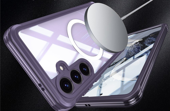 Θήκη για Samsung Galaxy S25 FE, Shockproof, με γυαλί, για MagSafe, μωβ