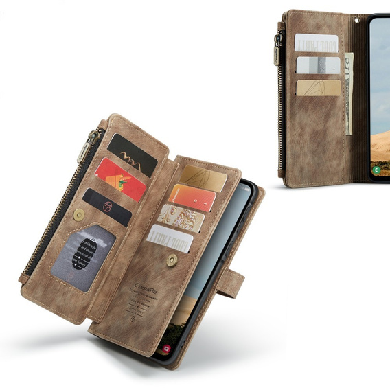 Η θήκη CASEME για Samsung Galaxy A56 5G, Leather Wallet Cash and Card Slots, με λουράκι, καφέ 