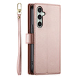 Θήκη με πτερύγιο για Samsung Galaxy S24 FE, Wallet Zipper Pocket, ροζ