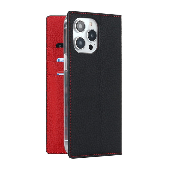 Θήκη με πτερύγιο για iPhone 14 Pro Max, Litchi Skin Grain, μαύρη