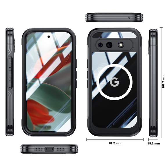 Θήκη Shockproof με γυαλί, για MagSafe για Google Pixel 10a, μαύρη