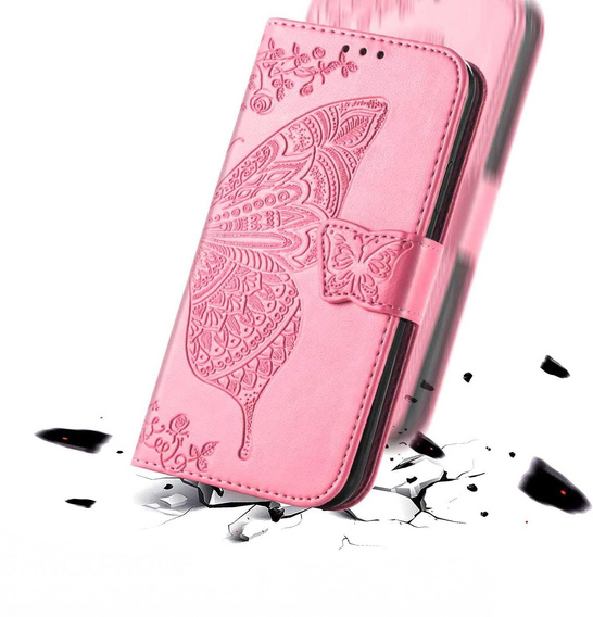 Θήκη με πτερύγιο για Motorola Edge 60 / 60 Fusion, Butterfly, ροζ rose gold