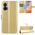 Θήκη με πτερύγιο για Motorola Moto G85, Crazy Horse Wallet, χρυσή
