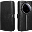 Θήκη με πτερύγιο για Xiaomi 15 Ultra, Crazy Horse Wallet, μαύρη