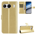 Θήκη με πτερύγιο για OnePlus Nord 4, Crazy Horse Wallet, χρυσή