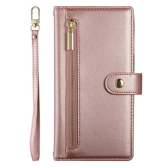 Θήκη με πτερύγιο για Oppo Reno 13 5G, Wallet Zipper Pocket, ροζ