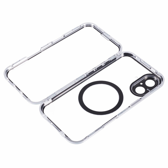 Μαγνητική θήκη MagSafe Dual Glass για iPhone 16, ασημένια