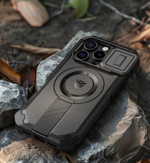 Θωρακισμένη θήκη για iPhone 16 Pro Max, Dexnor CamProtect MagSafe, μαύρη (Δύο πλαίσια)