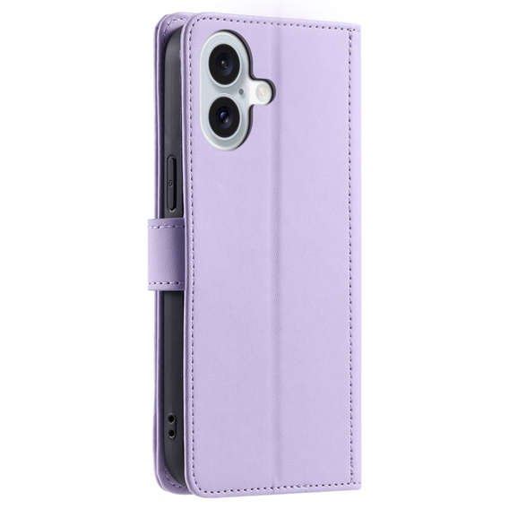θήκη πτερύγιο για iPhone 16 Plus, Rhombus Crossbody Leather, μωβ