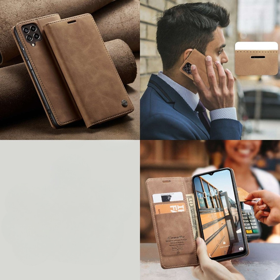 θήκη CASEME για Samsung Galaxy M33 5G, Leather Wallet Case, καφέ